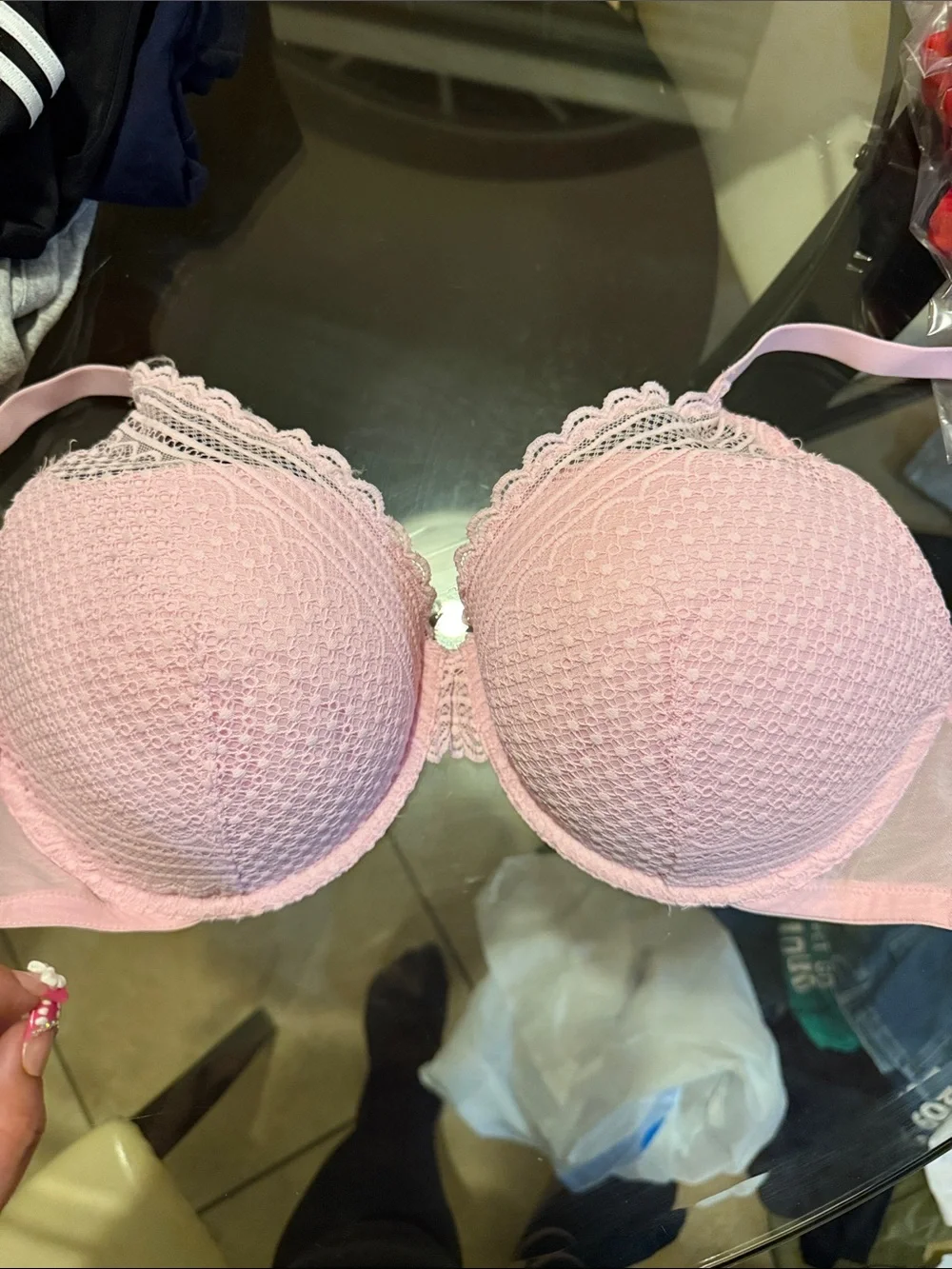 Lace-Trim Push-Up Bra in Light Pink 38DD